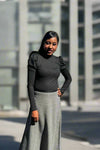 Elegant Puff Sleeve Top-Black