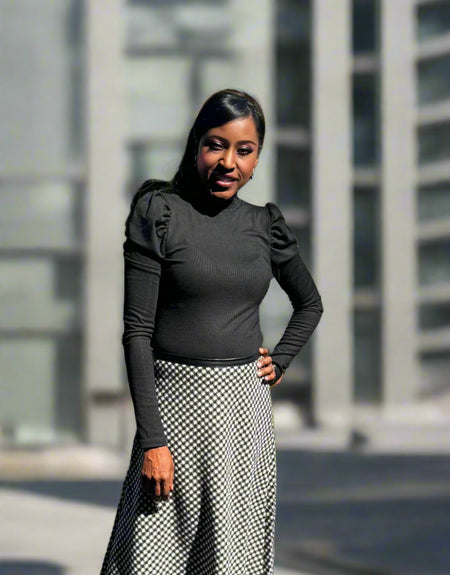 Elegant Puff Sleeve Top-Black