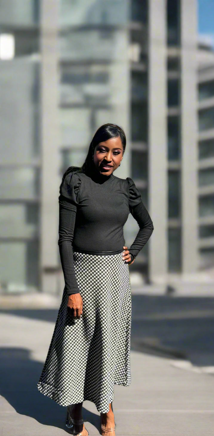 Elegant Puff Sleeve Top-Black