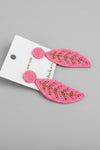 Pink Leaf Beaded Earrings - ReservedChic
