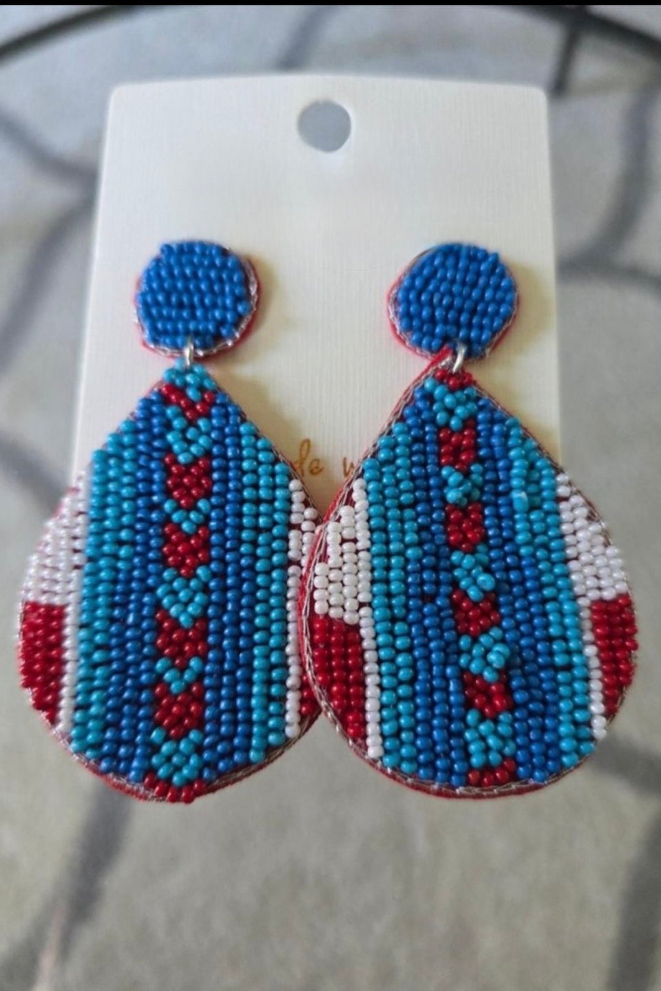 Southwest Beaded Drop Earrings- Red
