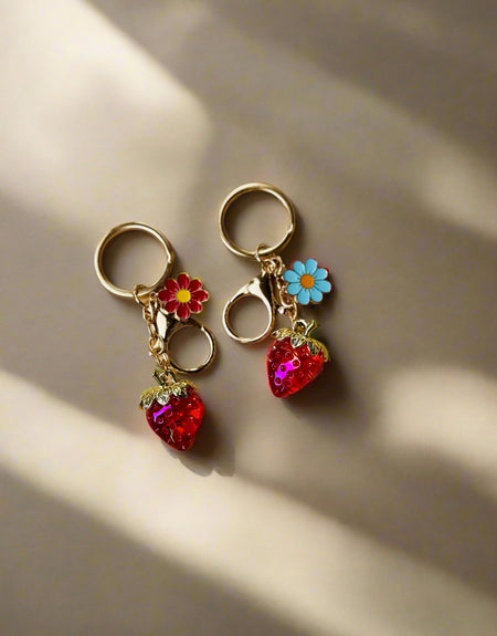 Strawberry Flower Bag Charms