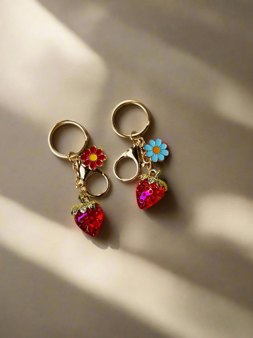 Strawberry Flower Bag Charms