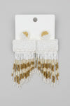 Kasey White Fringe Beaded Earrings - ReservedChic