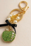 Green Apple Rhinestone Keychain Bag Charm