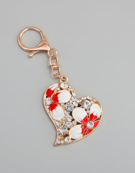 Crystal Heart Keychain Bag Charm