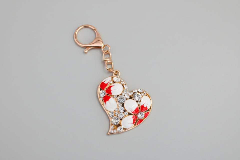 Crystal Heart Keychain Bag Charm