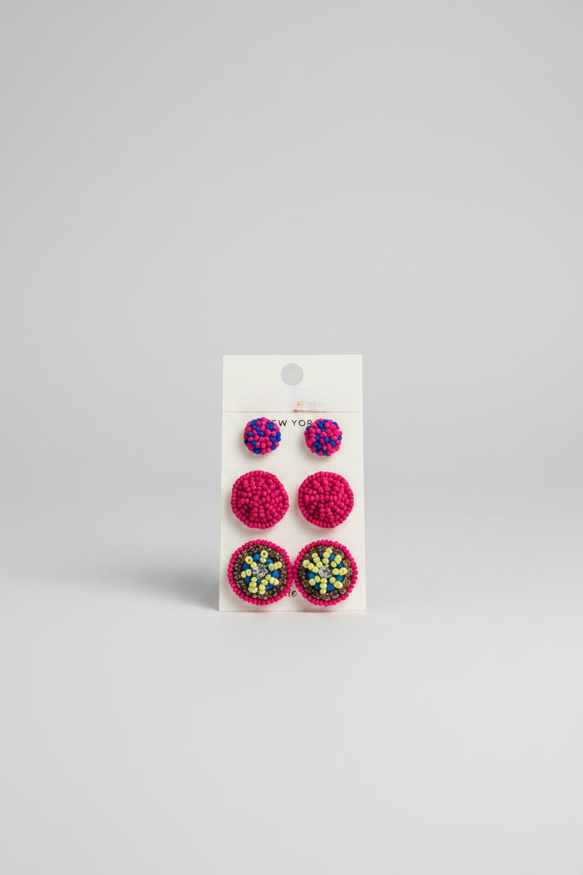 Pink Stud Beaded Earrings - ReservedChic