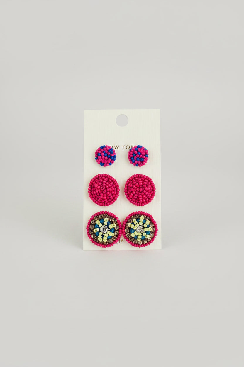 Pink Stud Beaded Earrings - ReservedChic