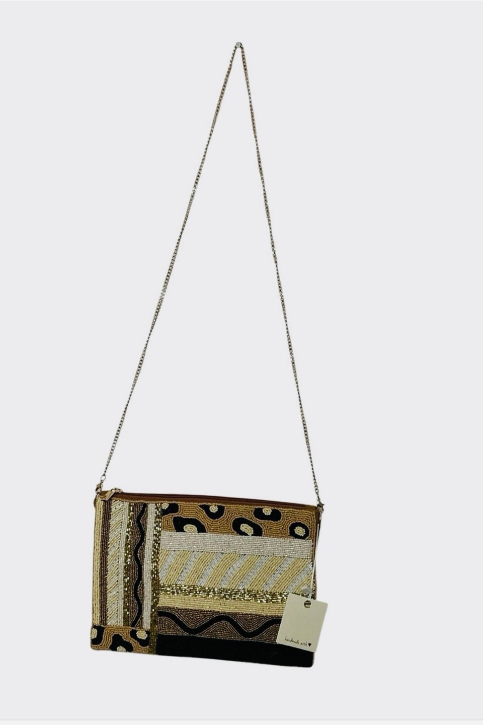 Abstract Animal Print Beaded Bag