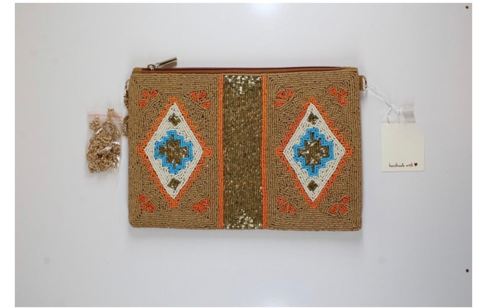 Southwest Chic Beaded Bag - Tan - ReservedChic