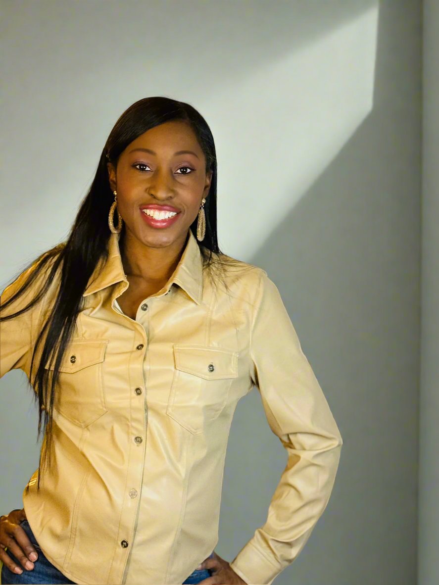 Khaki Faux Leather Shirt