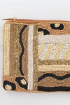 Animal Print Beaded Coin Purse - Brown