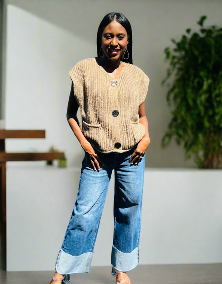 Tara Gold Button Sweater Vest