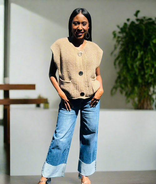 Tara Gold Button Sweater Vest