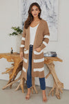 Milan Camel Stripe Cardigan Sweater