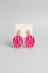 Sparkle Beaded Oval Drop Earrings - Pink - ReservedChic
