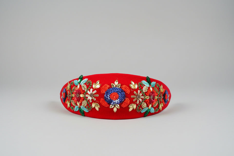 Elle Sequin Bead Headband -Red