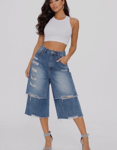 Stunna Denim Bermuda Shorts - ReservedChic