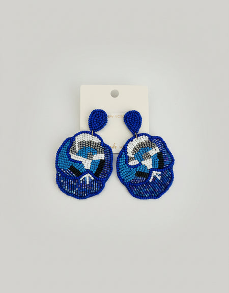 Elegant Flower Bead Cluster Earrings - Blue
