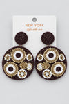 Boho Brown Circle Beaded Earrings