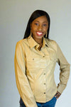 Khaki Faux Leather Shirt