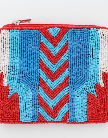 Southwest Beaded Coin Purse - Red - ReservedChic