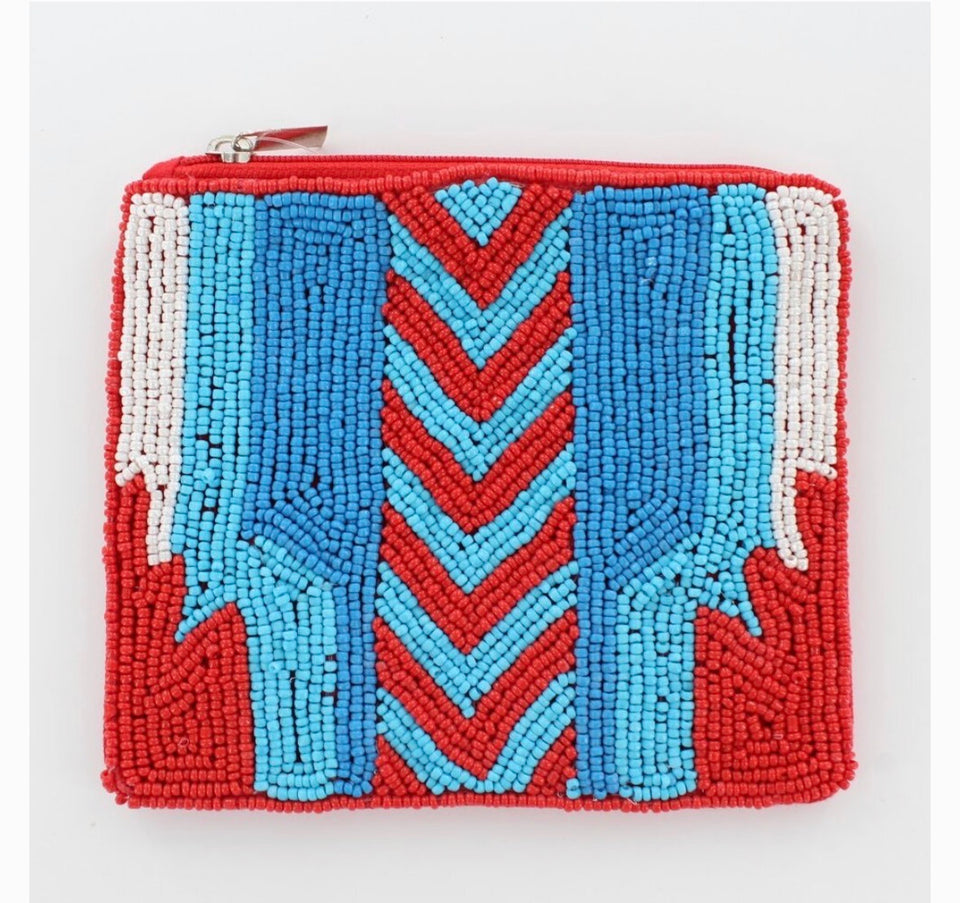 Southwest Beaded Coin Purse - Red - ReservedChic
