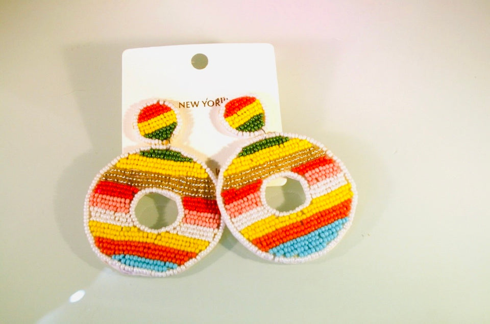 Summer Donut Beaded Earrings - ReservedChic