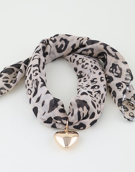 Heart Animal Print Wrap Necklace