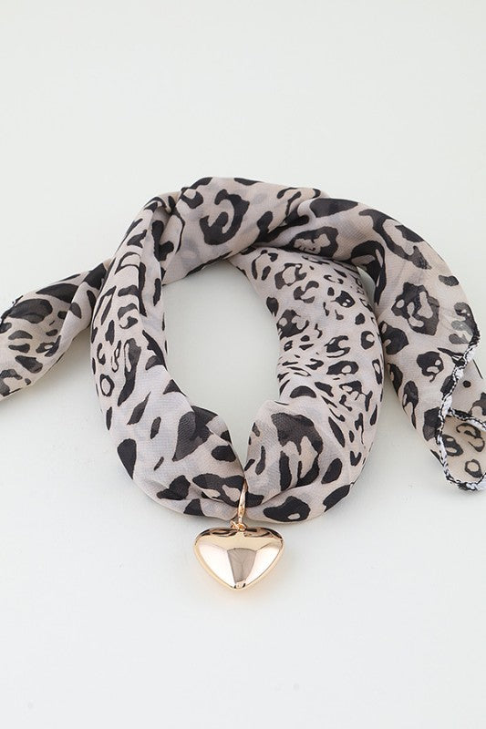 Heart Animal Print Wrap Necklace