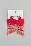 Kasey Red Fringe Beaded Earrings - ReservedChic