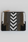 Black White Beaded Coin Purse