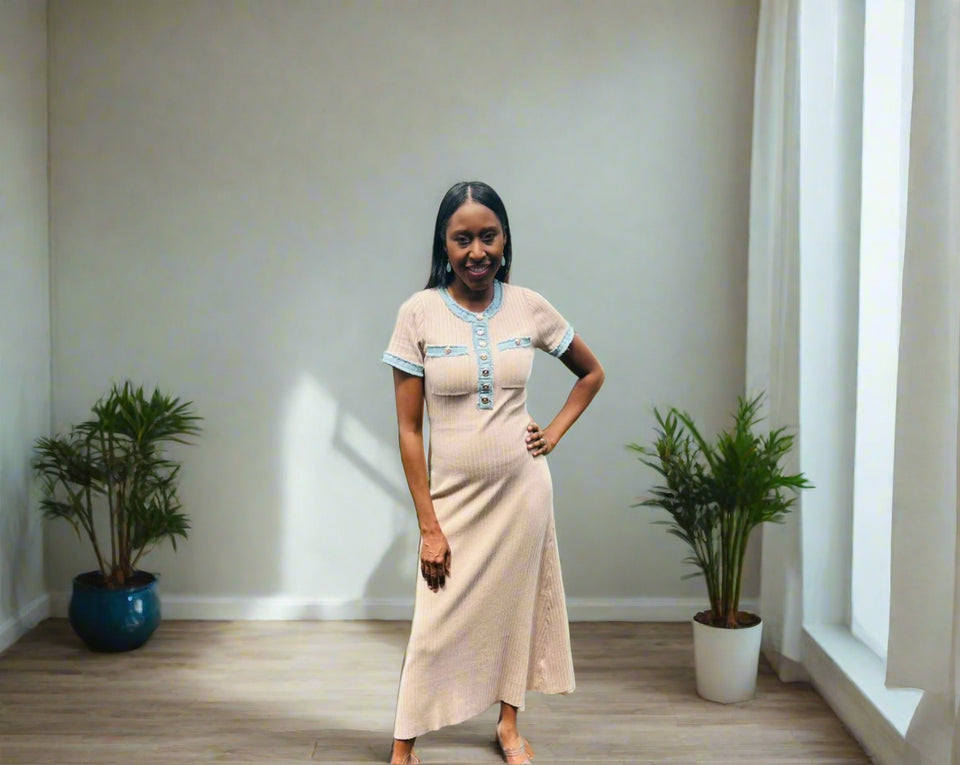 Harper Knit Denim Midi Dress