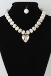 Luxe Heart Marbled Bead Necklace Set- Ivory - ReservedChic