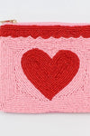 Red Heart Beaded Coin Purse