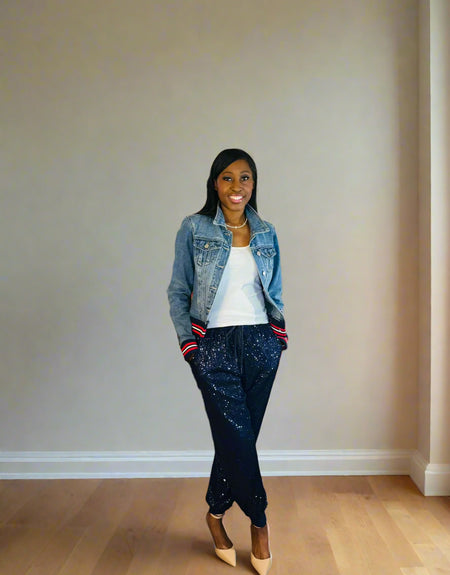 Ritzy Navy Sequin Joggers