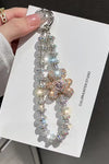 Crystal Bead With Bear Keychain Wristlet