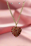 Heart Red Stone Necklace Set