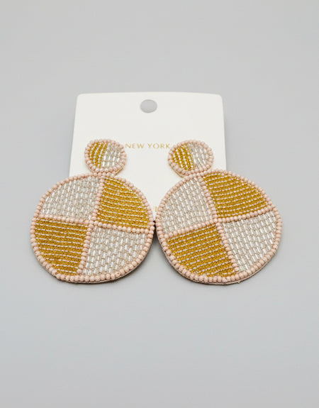 Gold Pie Beaded Earrings