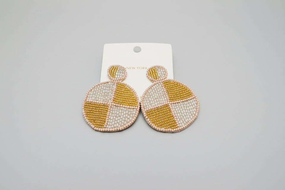 Gold Pie Beaded Earrings