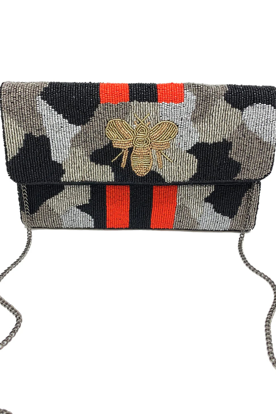 Camo Bee Beaded Clutch