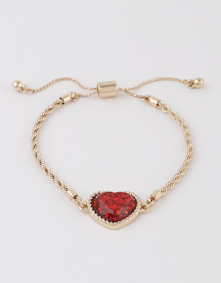 Glittered Heart Chain Bracelet