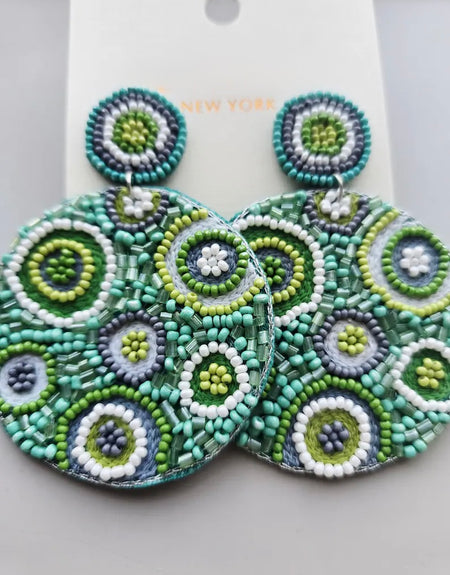 Boho Green Beaded Earrings