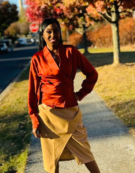 Keri Satin Wrap Blouse