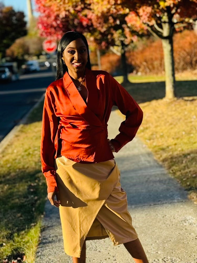 Keri Satin Wrap Blouse