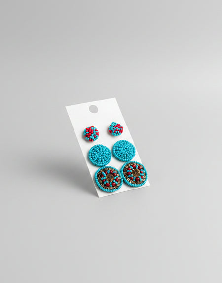Turquoise Stud Beaded Earrings - ReservedChic
