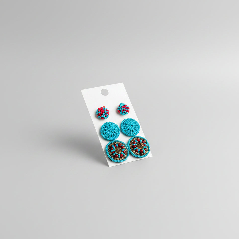 Turquoise Stud Beaded Earrings - ReservedChic