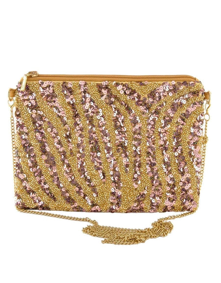 Gold Zebra Beaded Bag
