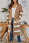 Milan Camel Stripe Cardigan Sweater